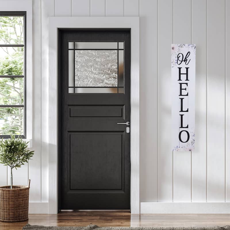 35.75" Floral "Oh Hello" Wooden Wall Sign