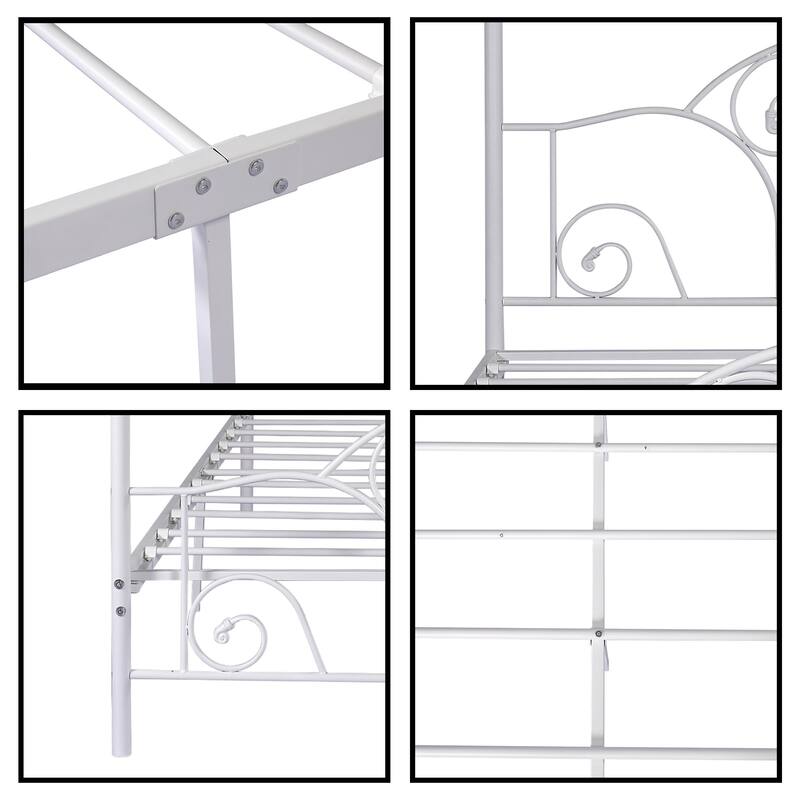 Aufank Vintage Four Post Metal Canopy Bed Frame