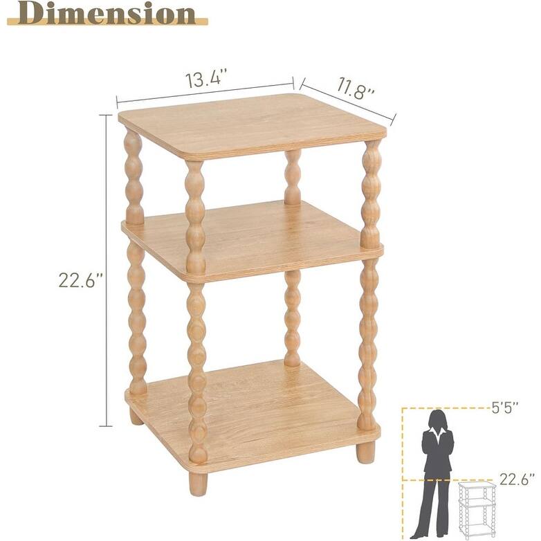 Small End Table with Storage Shelf Vintage Nightstand Bedside Table