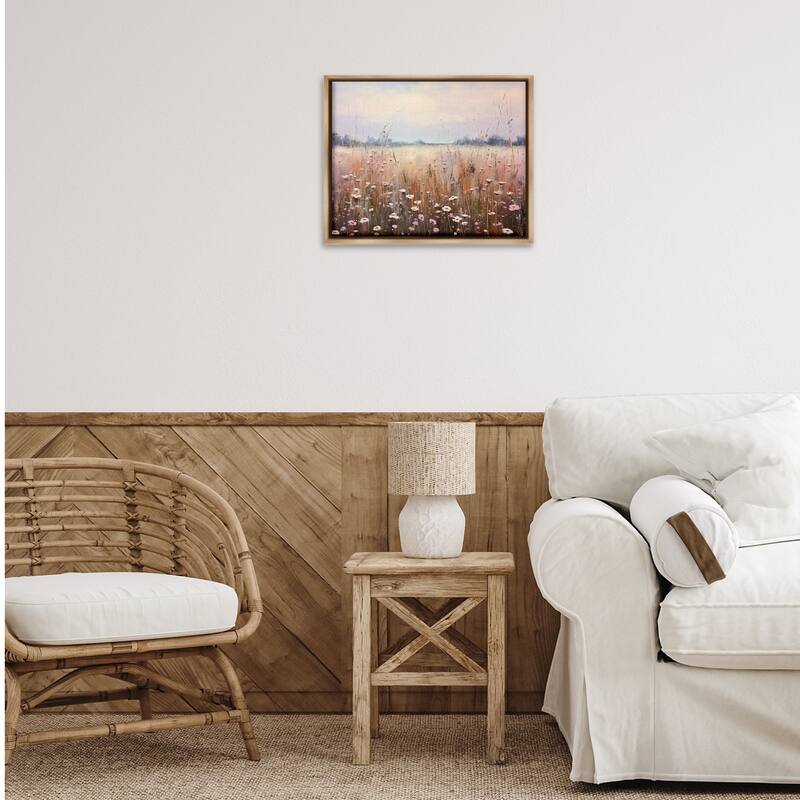 Stupell Neutral Tone Wildflower Field Framed Floater Canvas Wall Art Design By Arlington Prints