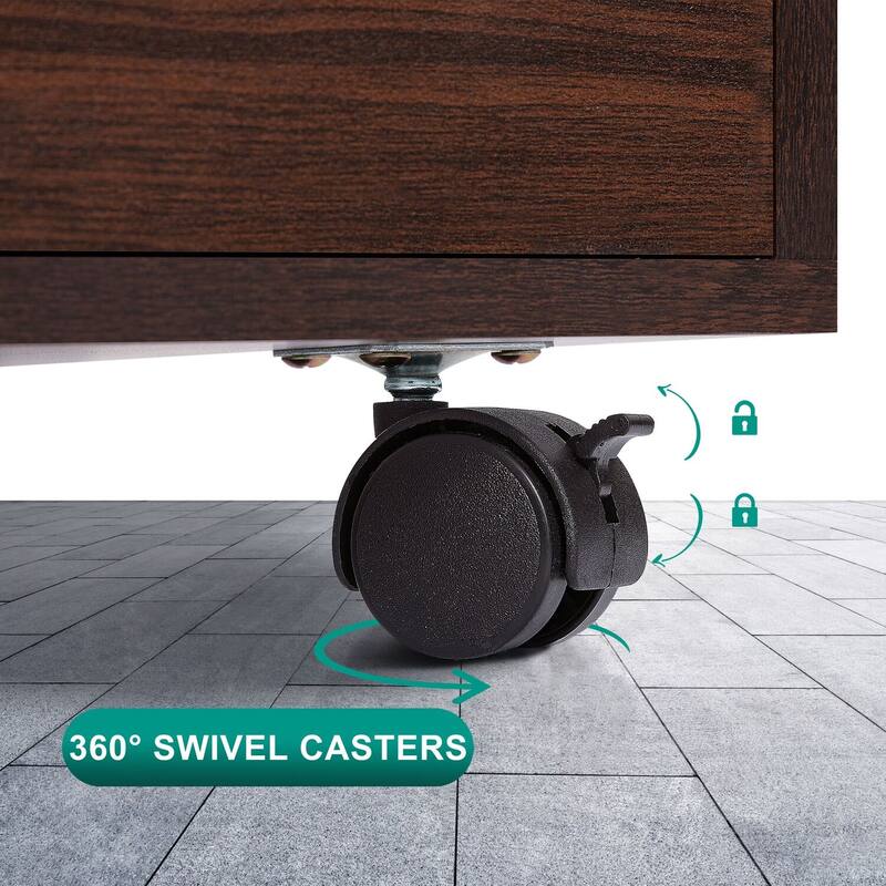 5 Drawers Chest, Wood Storage Dresser with Wheels, Craft Storage Organizer and Storage Drawer Office Drawer Unit
