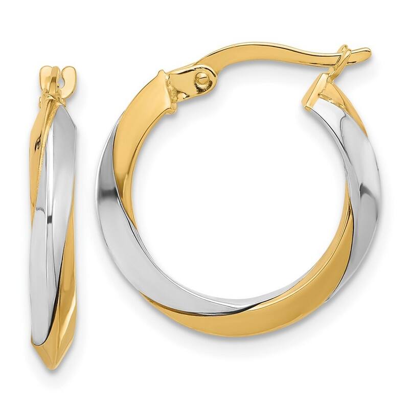 Curata 14k Two Tone Gold Polished Twist Hoop Earrings - 19.9x19.2mm