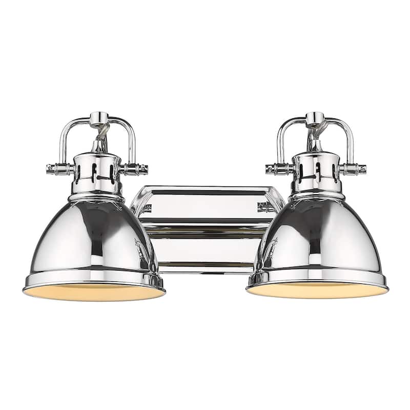 Duncan 2-Light Bath Vanity - Chrome with Chrome Shades