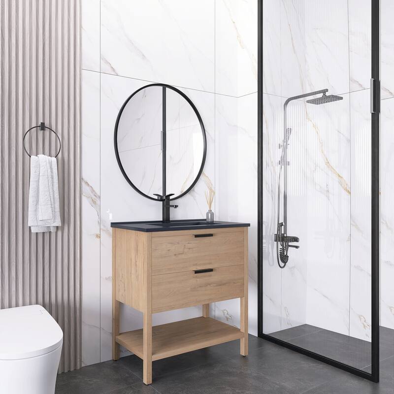 Plywood Freestanding Bathroom Vanity Set with Integrated Sink