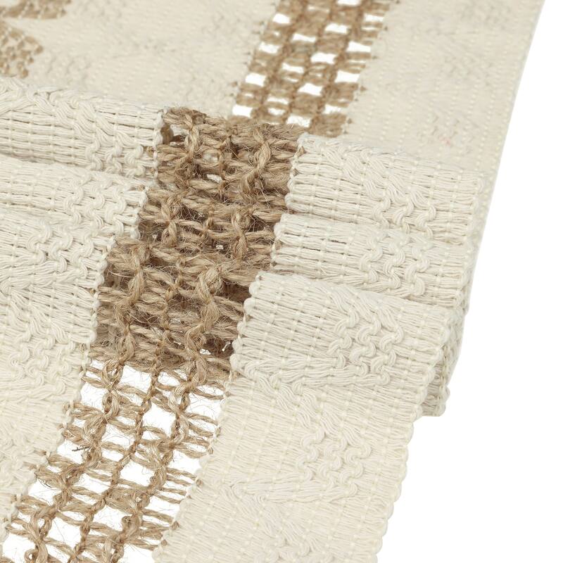 1 Pack Table Runner, Home Decor Rustic Table Runner with Tassels - Beige Brown - 12x71 Inch