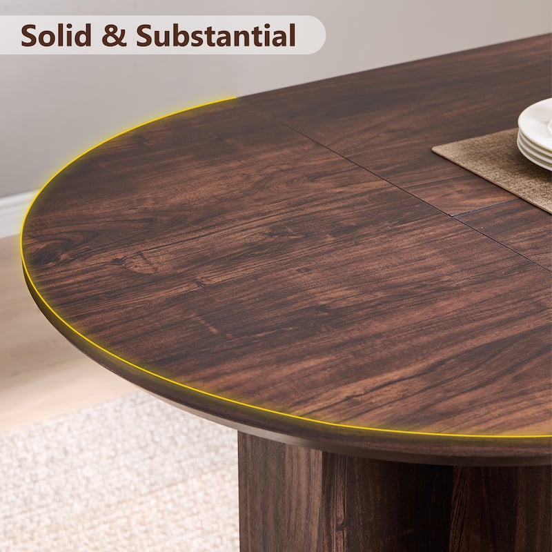 Modern 63" Oval Dining Table, Kitchen Table with Sturdy T-Shaped Base