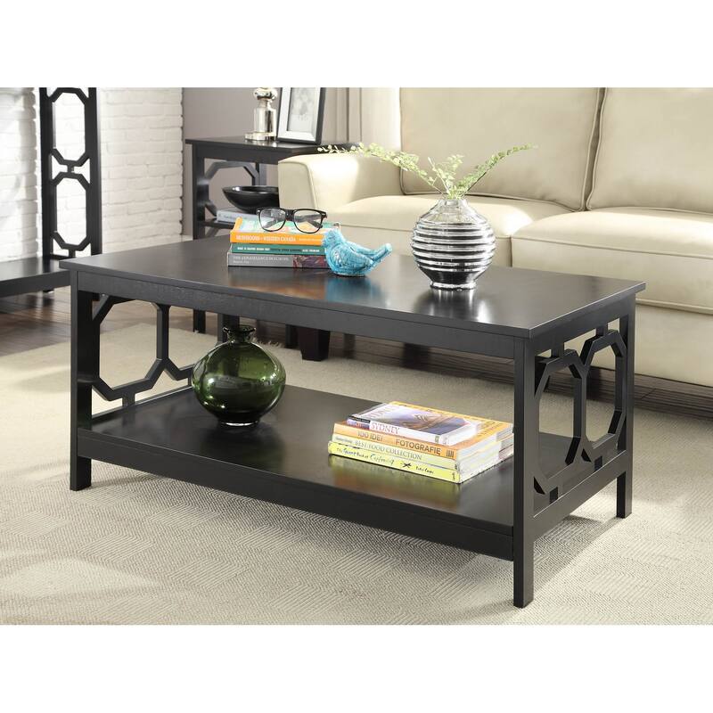 Convenience Concepts Omega Coffee Table with Shelf - Black