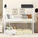 preview thumbnail 21 of 25, Twin over Twin Metal Bunk Bed with Half Roof, Guardrail, and Ladder, Premium Steel Slats Support, Ideal Kids' Furniture