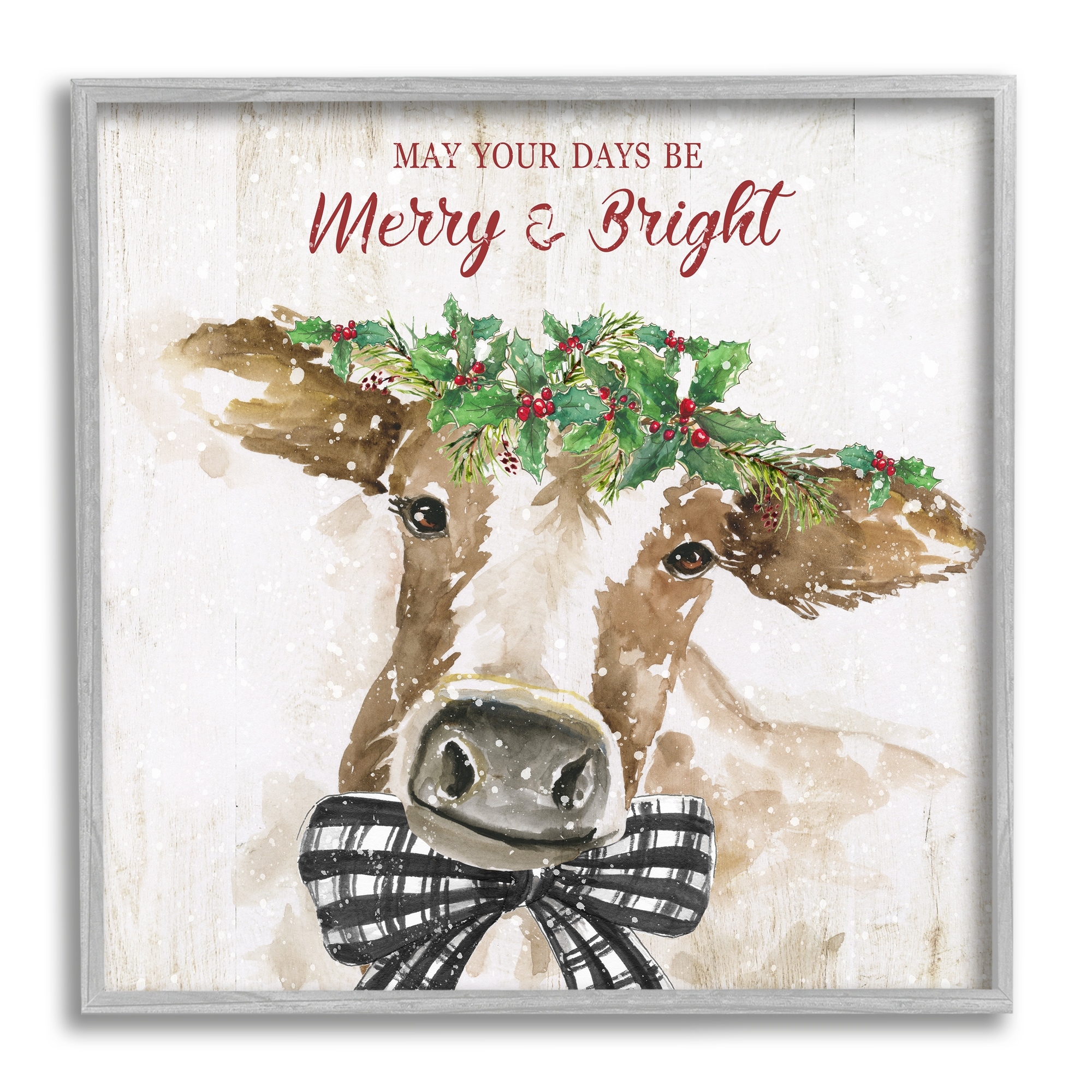 Stupell Merry & Bright Holiday Cattle Framed Giclee Art by Nan