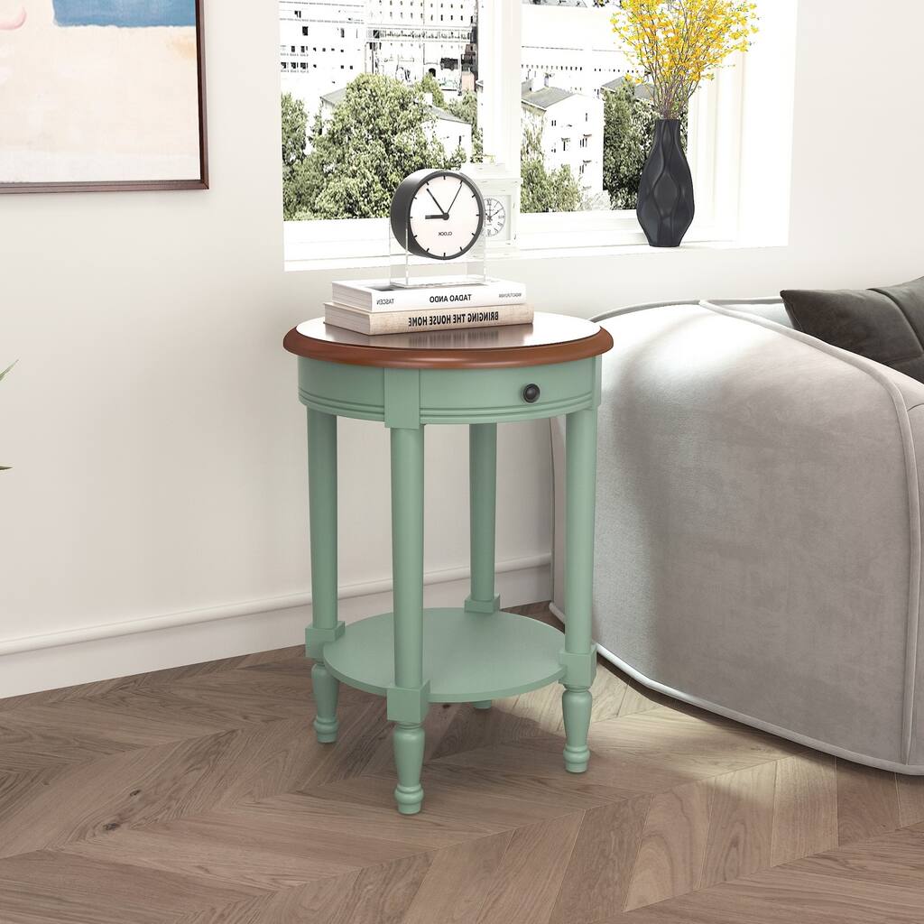 Homylin 27'' Tall Solid Wood End Table with Storage