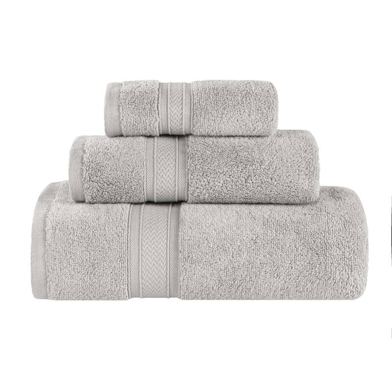 Superior Chevron Zero Twist Solid Cotton 3 Piece Bathroom Towel Set