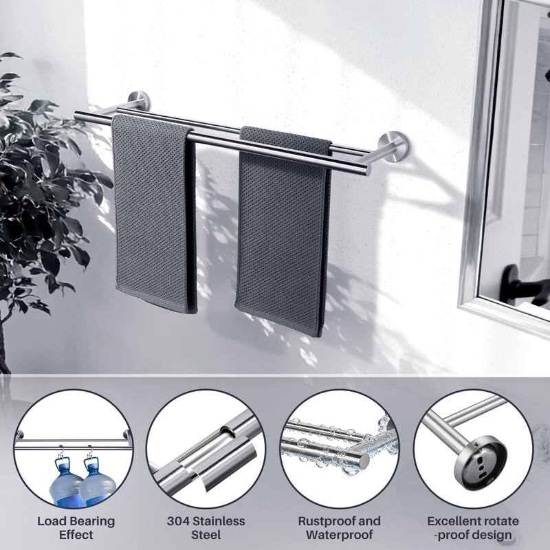 WOWOW Wall Mounted Stainless Steel Double Towel Bar