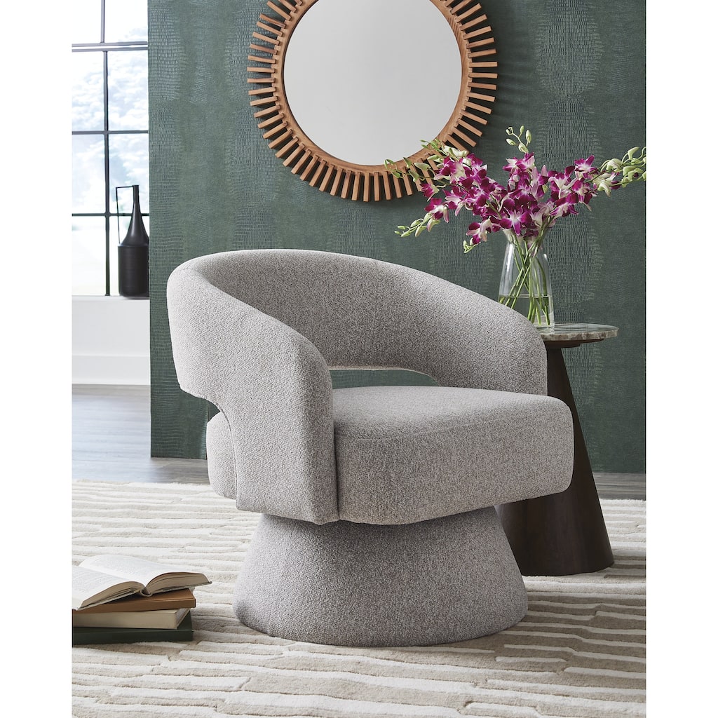 Signature Design by Ashley Nashkins Gray Swivel Accent Chair - 28"W x 28"D x 29"H