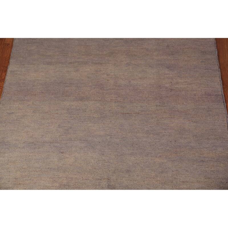 Gabbeh Modern Rug Handmade Solid Grey Wool Carpet - 4'1" x 5'10"