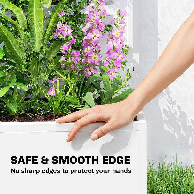 Outsunny Galvanized Raised Garden Bed with Trellis, Metal Planter Box with Drainage Holes