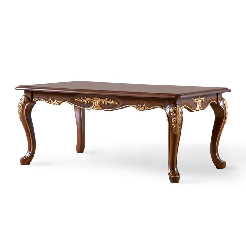 Furniture of America Mirabella Traditional Cherry Solid Wood Coffee Table with Carved Legs - Cherry