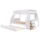 preview thumbnail 9 of 15, Artsy Twin over Full Bunk Bed with Trundle and Convenient Built-in Desk, Three Storage Drawers and Shelf, White