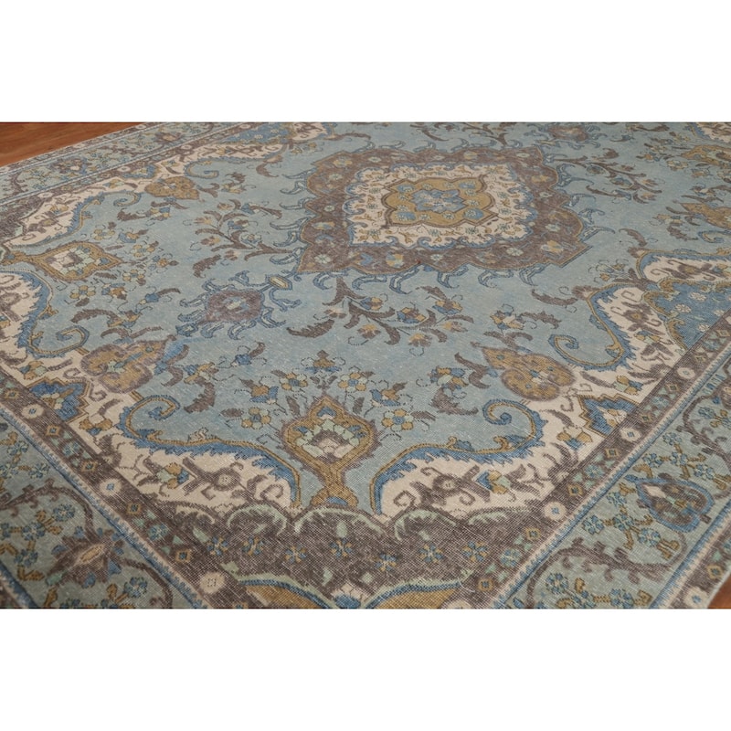 Traditional Tabriz Persian Rug Hand-Knotted Floral Wool Carpet - 9'6"x 12'9"