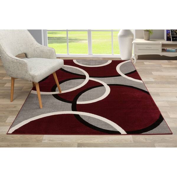 Shop Modern Abstract Circles Area Rug Burgundy 7 10 X 10 2
