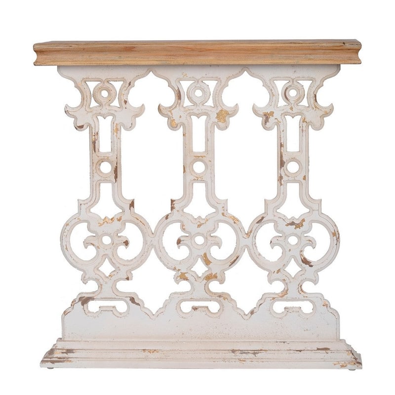32 Inch Console Table, Fir Wood, Traditional, Scrollwork, - 32L x 12W x 32H, in inches