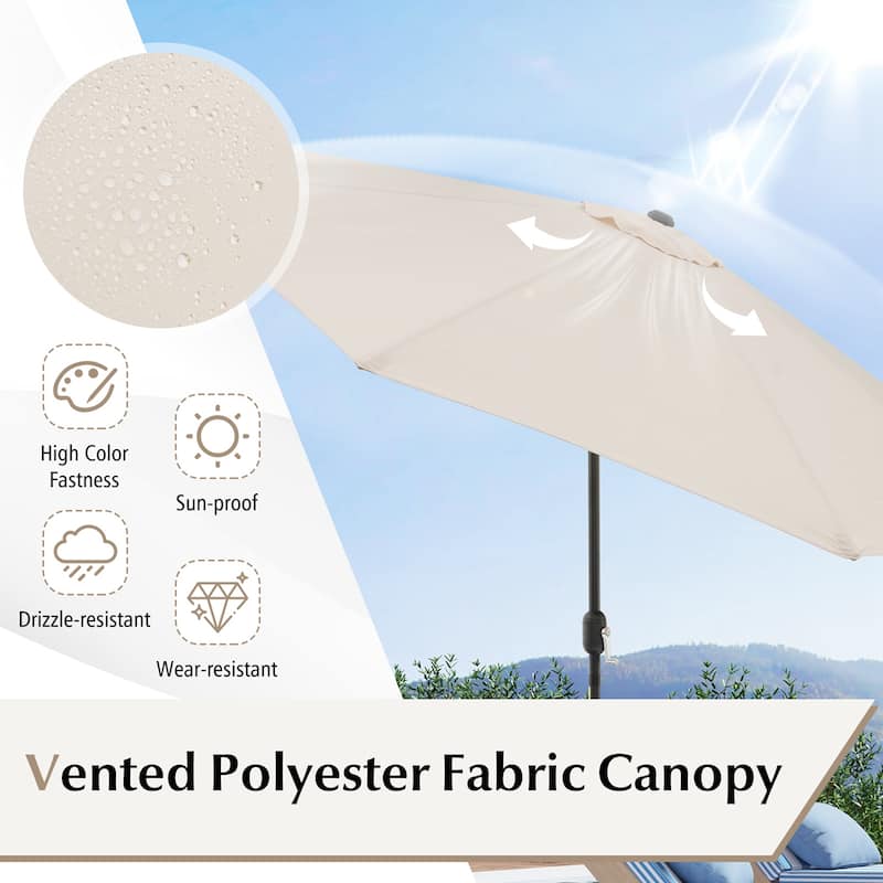 Costway 10Ft Outdoor Market Patio Table Umbrella Push Button Tilt