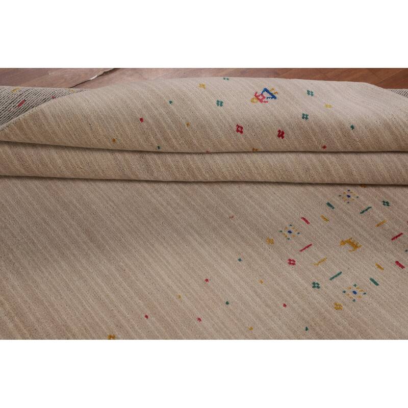 Tribal Gabbeh Indian Area Rug Hand-Knotted Modern Wool Carpet - 5'3"x 7'9"