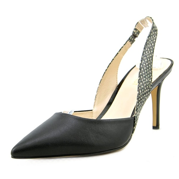 Nine West Rollover Women Pointed Toe Leather Black Slingback Heel