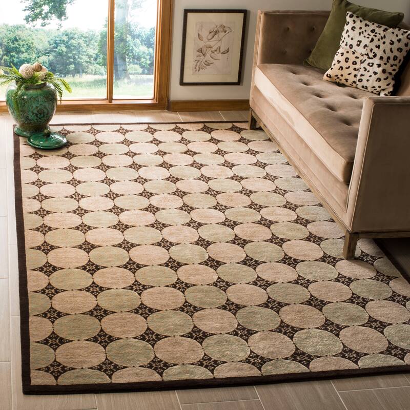 SAFAVIEH Couture Hand-knotted Boyanka Silk/ Wool Rug - 6' x 9' - Chocolate/Sage