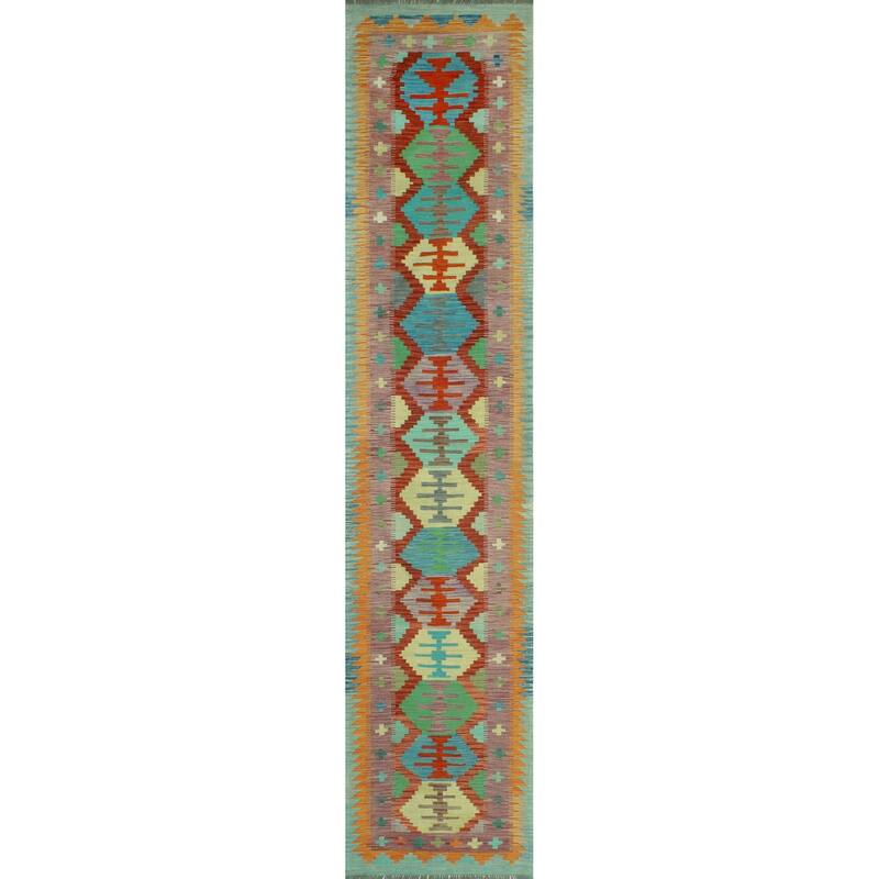 Noori Rug Sangat Flatweave Adalson Burgundy/Purple Runner - 2'9" x 12'11"