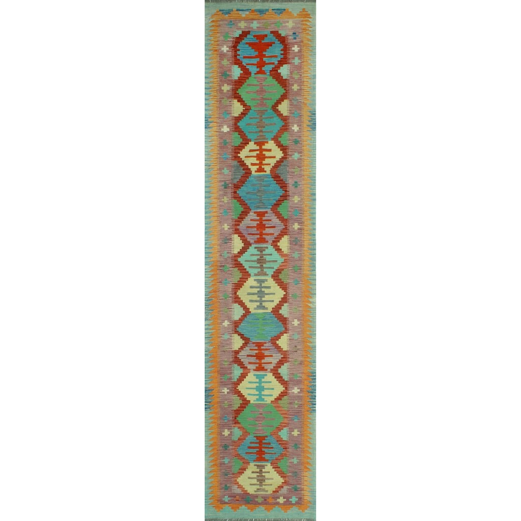 Noori Rug Sangat Flatweave Adalson Burgundy/Purple Runner - 2'9" x 12'11"