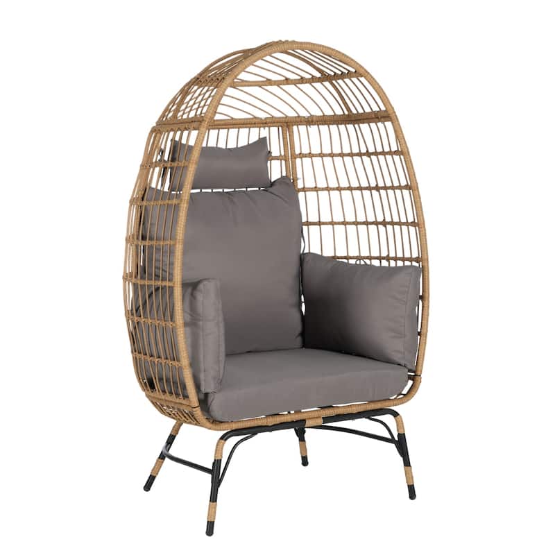Wicker Egg Chair,Rattan Large Egg Chair Indoor Outdoor,with Ottoman