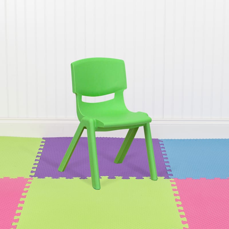 10 Pack Plastic Stackable School Chair with 12" Seat Height - Preschool Chair - Green