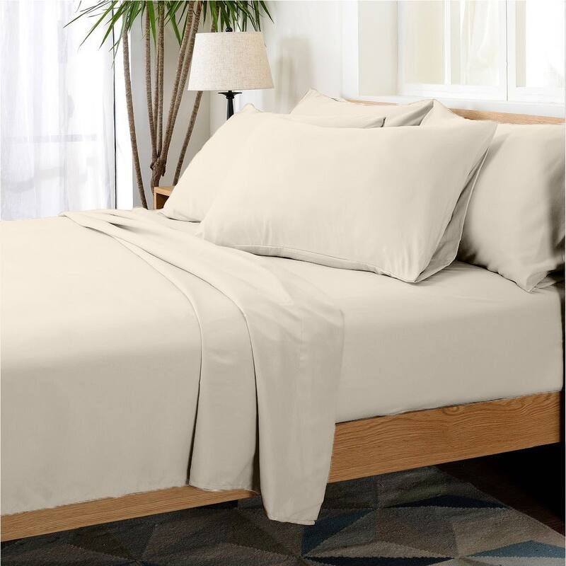 Hotel Collection Rayon derived from Bamboo Bed Sheet Set - 6 Piece - Full - Cream