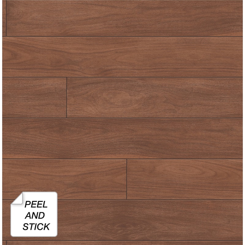 NextWall Teak Plank Peel and Stick Unpasted Wallpaper - 20.5 in. W x 18 ft. L - Mahogany