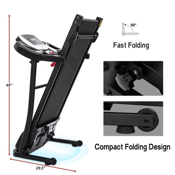 Folding Electric Treadmill 3 Levels of Incline 12 Home Gym Preset