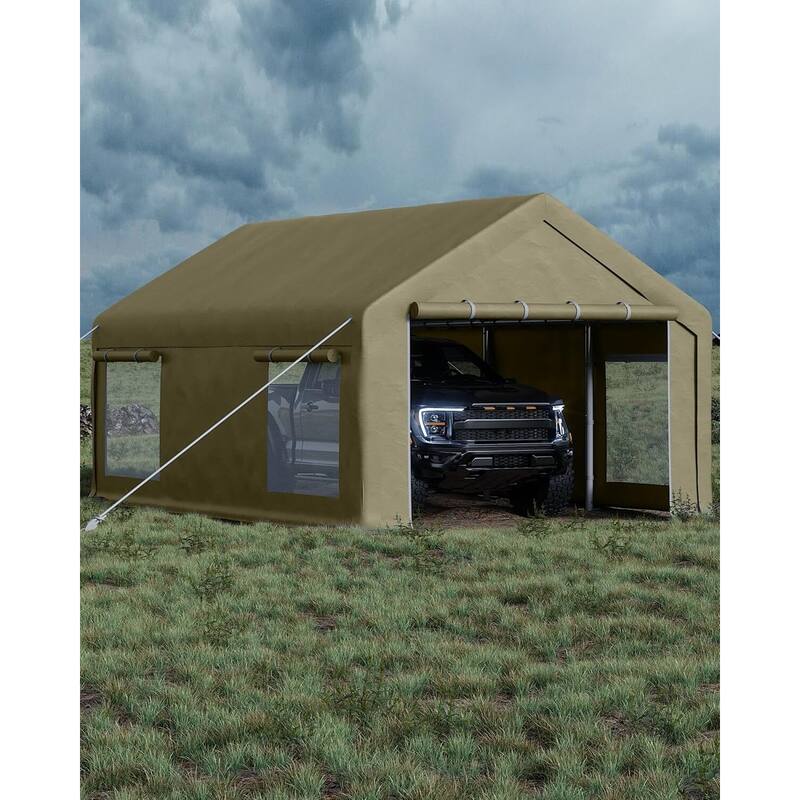 13'x20' Extra Large Heavy Duty Carport Portable Garage Shelter for Car, Truck, SUV - 13X20 Ft - Yellow