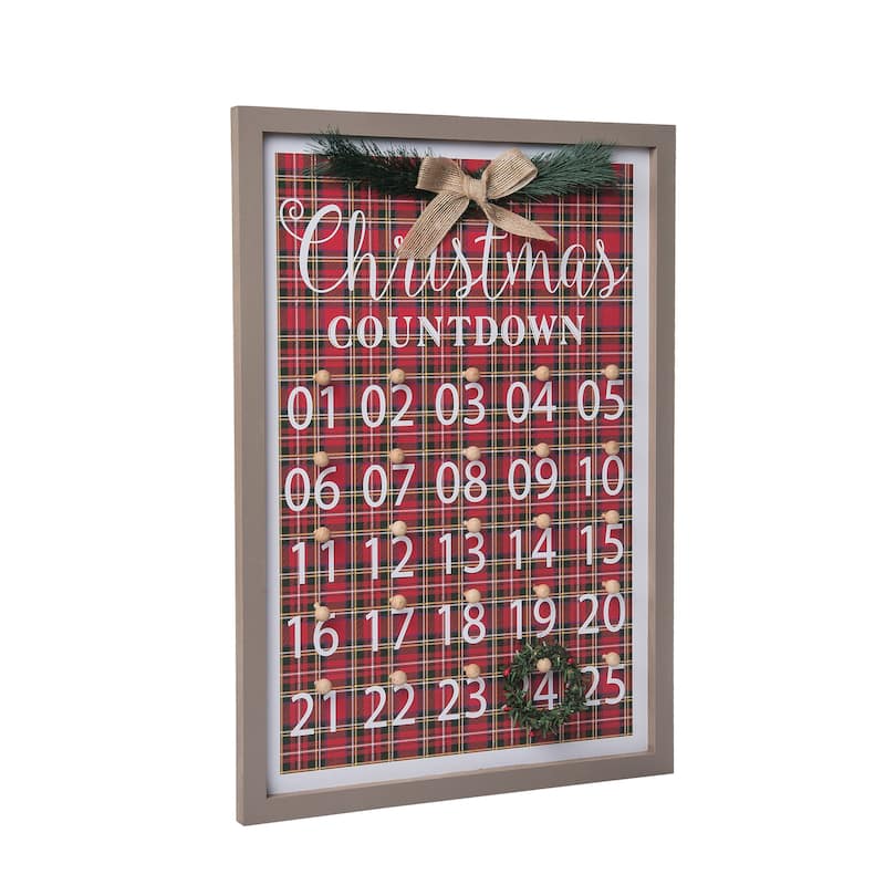 Transpac Wood 21.06 in. Multicolored Christmas Framed Holiday Countdown - Multi