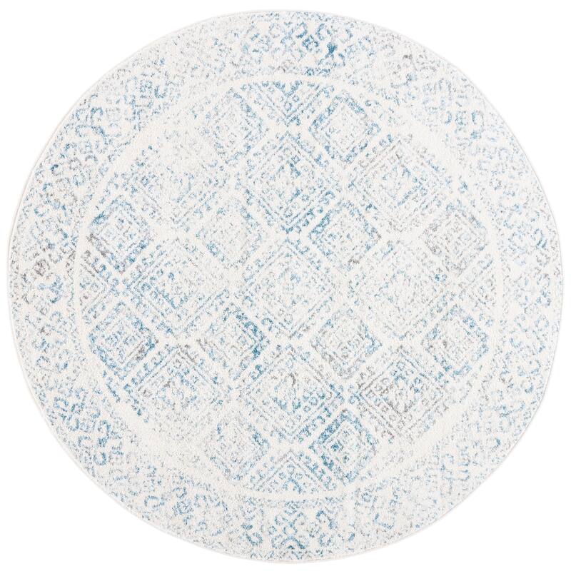 SAFAVIEH Tulum Phebe Rustic Moroccan Boho Rug - 5' Round - Ivory/Turquoise