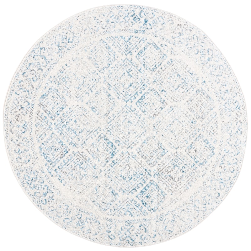 SAFAVIEH Tulum Yolonda Rustic Moroccan Boho Rug - 5' Round - Ivory/Turquoise - Round