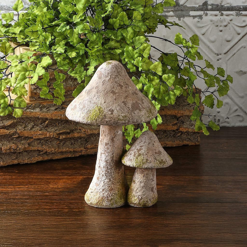 9.5" Resin Mossed Double Mushroom