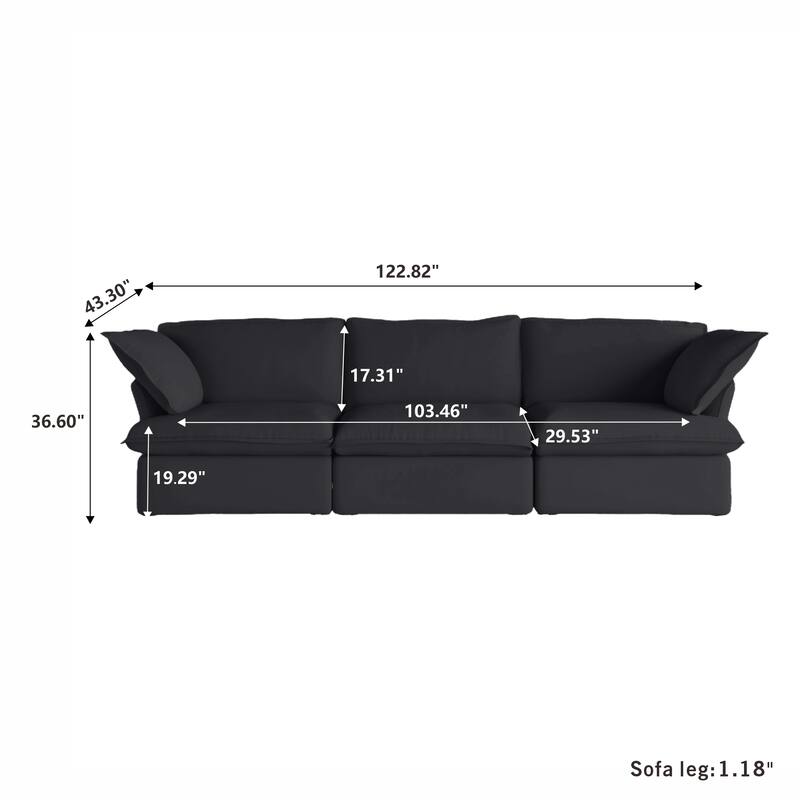 Modern Modular Sectional Sofa for Living Room 3 Seat, Comfy Convertible Sectional Sofas Couches