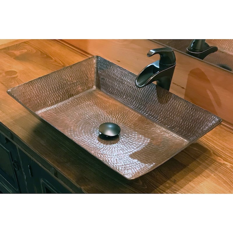 20-in Rectangle Vessel Hammered Copper Sink (VREC2014DB)