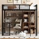 preview thumbnail 3 of 10, Full Size Multifunctional Metal Loft Bed with Wardrobe and Built-in Desk, Bed Frame with Ladder and Storage Shelves