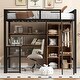preview thumbnail 4 of 12, Modern Style Kids Metal Loft bed with Built-In Desk,A 3-Tier Shelf and Storage Wardrobe,Full Size