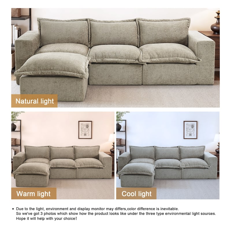 Comfy Cloud Chenille Upholstered Sectional Sofa with Pillow-Top Cushion