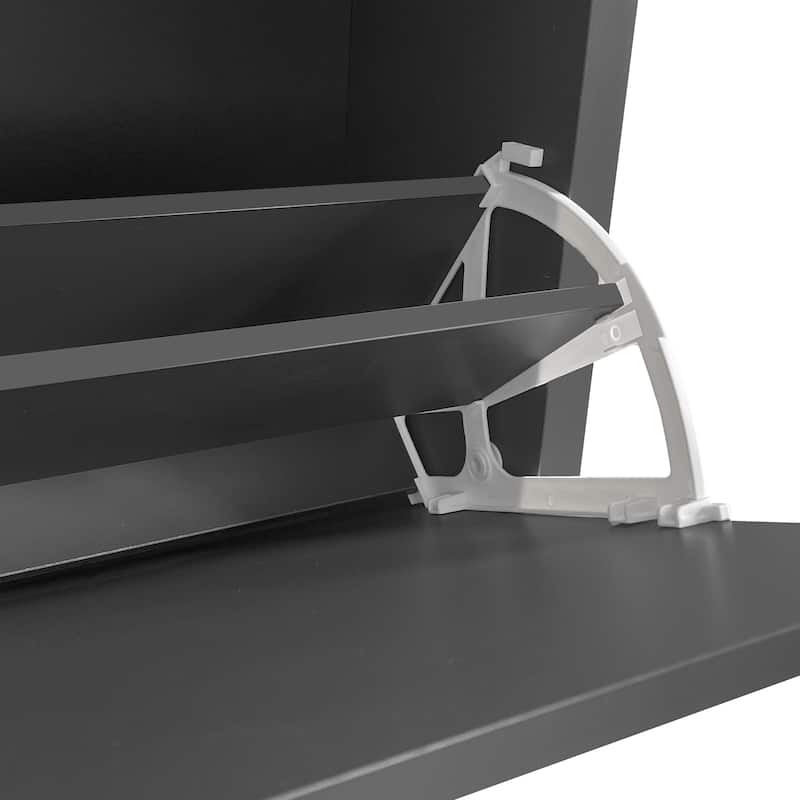 Roomfitters Narrow Shoe Cabinet Set with 4 Flip Compartments, Tipping Bucket Organizer with Adjustable Shelves