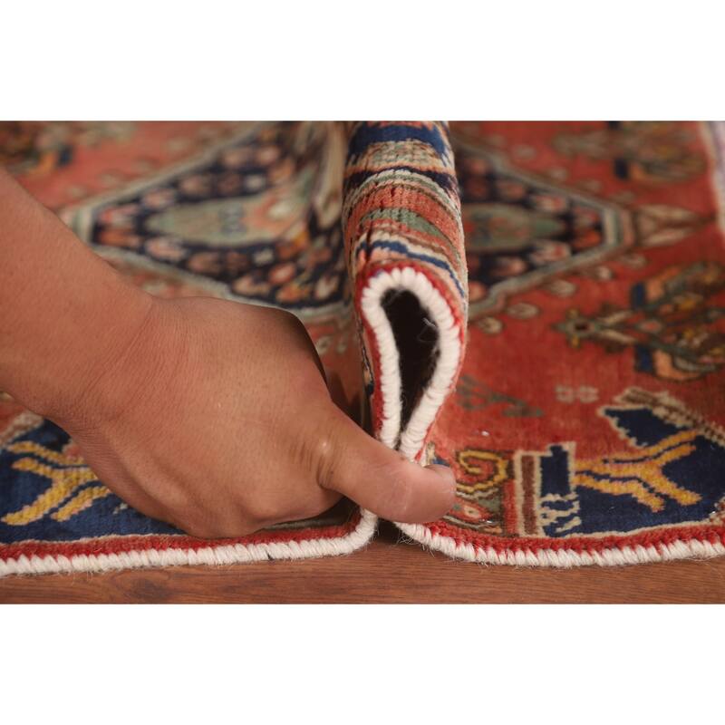 Geometric Abadeh Persian Vintage Square Rug Hand-Knotted Wool Carpet - 1'10" x 1'11"