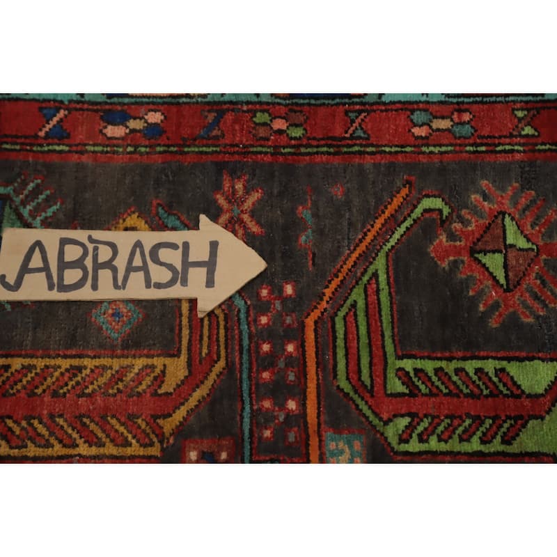 Hand Knotted Oriental 100% Wool Carpet Traditional Tribal Greys & Charcoal Ardebil Runner Rug - 11' 2'' X 3' 3''