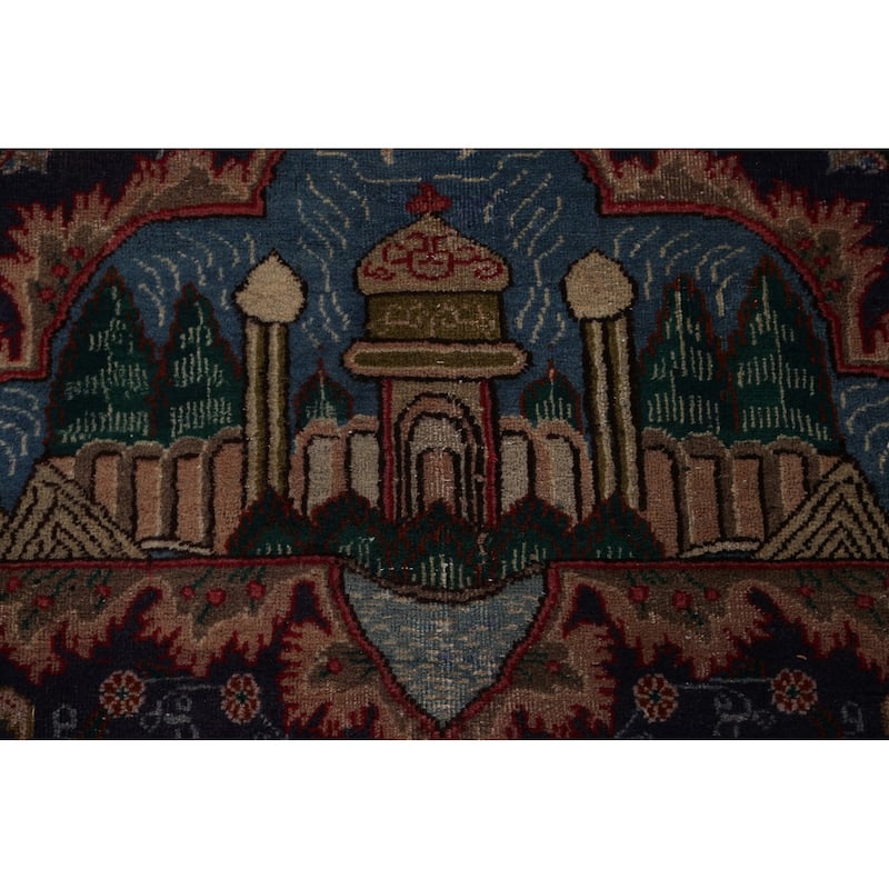 Animal Pictorial Kashmar Persian Area Rug Hand-knotted Wool Carpet - 9'7" x 12'6"