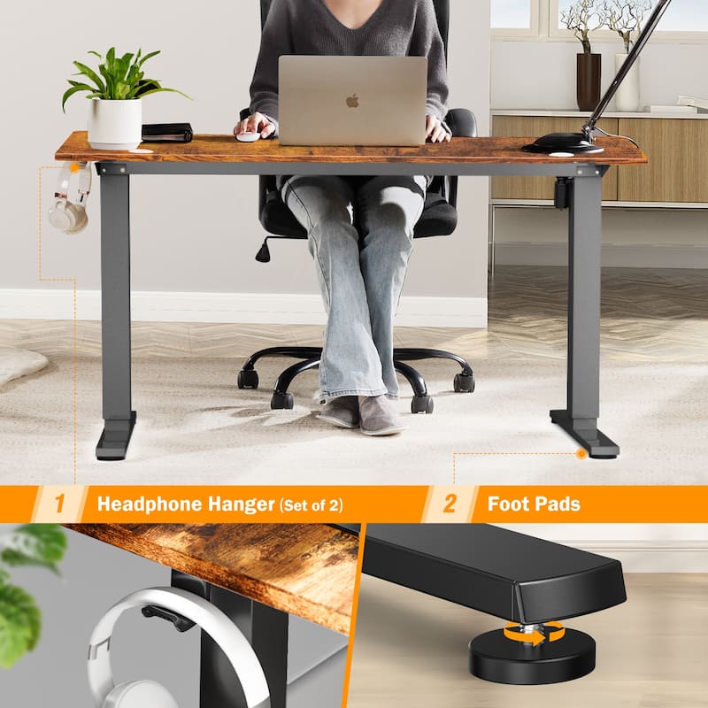 Electric Standing Desk - Adjustable Height Computer Workstation with Memory Settings for Home Office, Gaming & Study